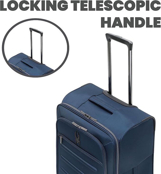 Spyder Pivot 22 Inch Expandable Softside Spinner Checked Luggage with 360° Spinner Wheels (True Navy, Carry-On)