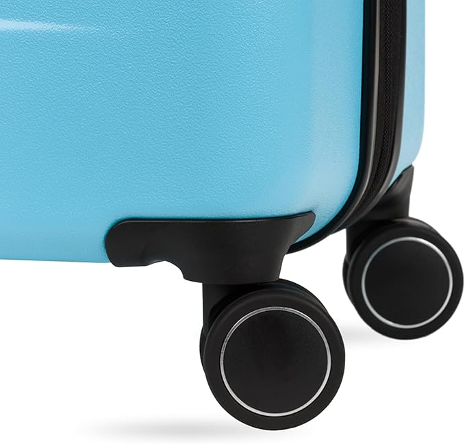 SwissGear 8020 Eclipse Hardside Expandable Luggage with Spinner Wheels, Powder Blue, Checked-Large 27-Inch
