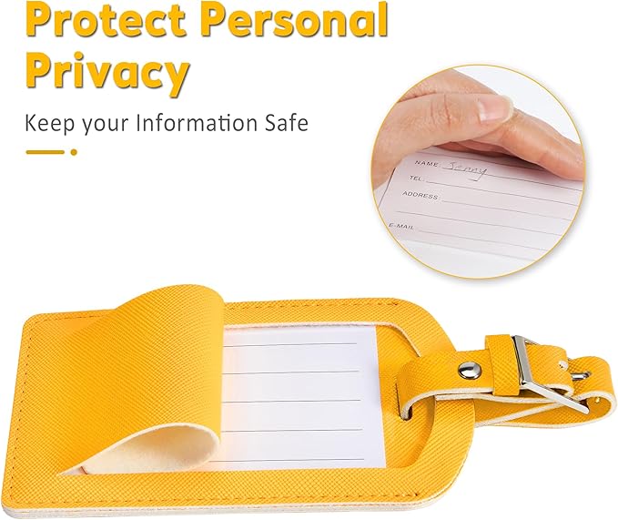3 Pack Luggage Tags for Suitcases, TSA Approved Bag Tags, Baggage Tags with Privacy Protection, Travel Essentials Luggage Accessories, Lemon Yellow