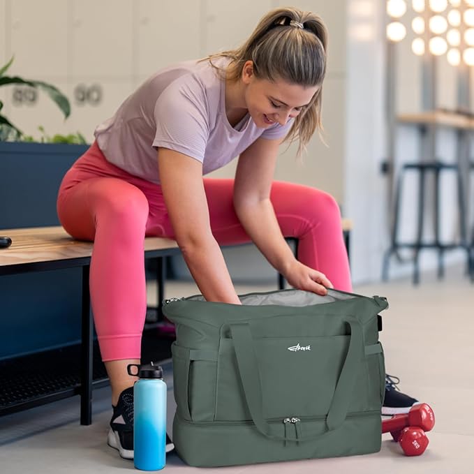 ETRONIK Gym Bag for Women, Personal Item Travel Bag with Shoes Compartment, Weekender Overnight Duffel Bag with Wet Pocket, Carry On Bag for Women, Travel, Gym, Weekend