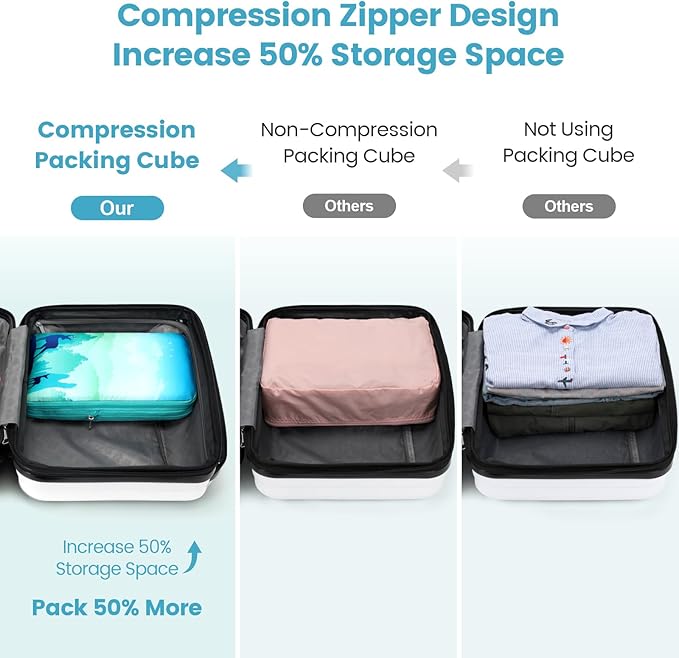 Cambond See Through Mesh Compression Packing Cubes for Travel Women - 4 Set Lightweight Expandable Compression Cubes for Travel Packing Organizers for Luggage Suitcases, National Park