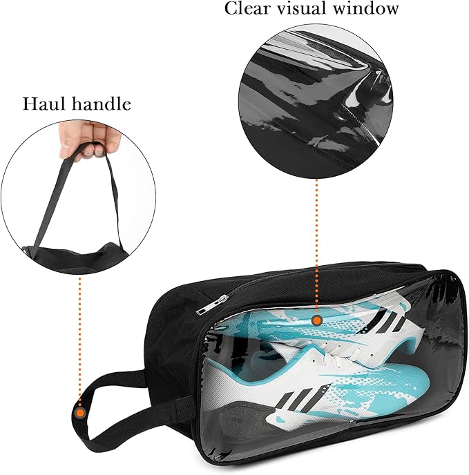 Linkidea 2 Pack Soccer Shoe Carrying Bag, Soccer Cleats Storage Bag, Fit Up to US Men Size 13 Soccer Shoes, Compact Soccer Boots Duffle Bag with Water Resistant Design (Black)