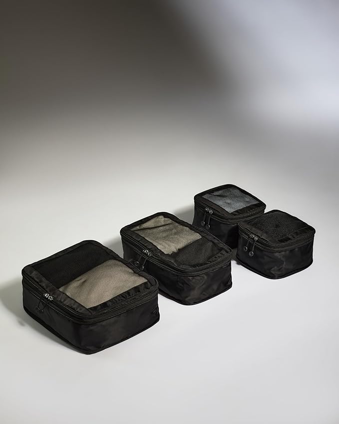 ANTLER - Compression Packing Cubes for Travel, Luggage Organiser for Suitcases or Bags, Travel Accessories, Set of 4, Black