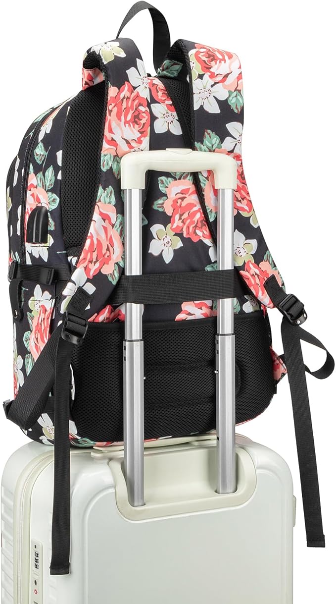 Tzowla Backpack Purse for Women with Giant Tumbler Holder Pocket, Stylish Travel Casual Daypack, Work Shopping Bag Light Weight For Men Fits 15.6 Inch Laptop Netbook- Flower