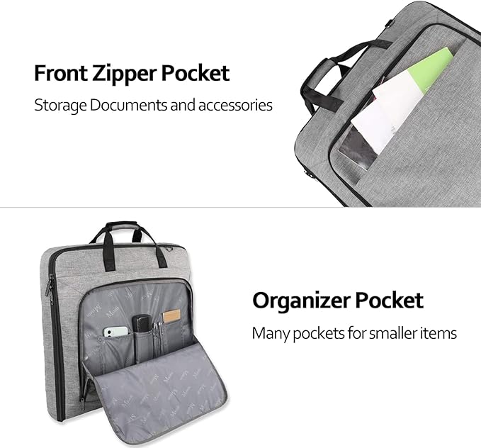 MATEIN Carry On Garment Bags for Travel, Water Resistant Hanging Suit Bag for Men Women, Foldable Garment Luggage with Wrinkle Free Suitcase Cover for Suit Gown Overshirt Sweater, Grey