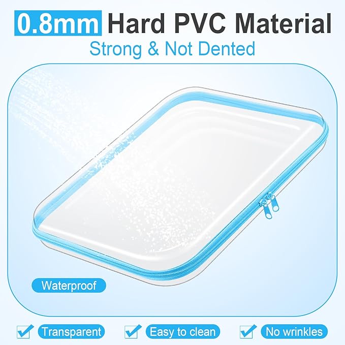 Sanwuta 6 Pcs Clear Hard Zipper Case Plastic Zipper Pouches Transparent Makeup Bag Pencil Case Pouches Toiletry Diaper Bag for Travel Toy Storage Organizer Bins(Assorted Color,13.78 x 11.81 x 2 Inch)