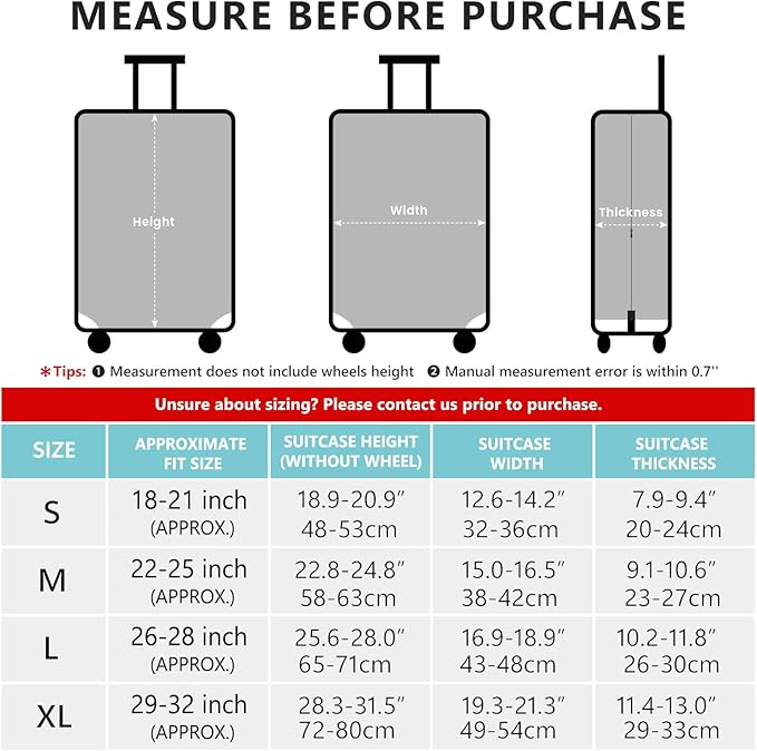 Travelkin Luggage Cover Washable Suitcase Protector Anti-scratch Suitcase cover Fits 18-32 Inch Luggage (Go travel-Trip, L)