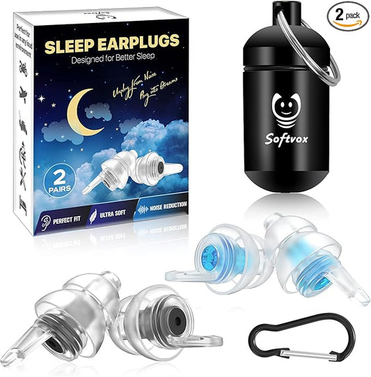 Ear Plugs for Sleeping, Comfy Reusable Earplugs for Sleep, Snoring, Deep Focus, Travel, Noise Sensitivity, Tinnitus Relief, Flexible Silicone Hearing Protection, 27dB Noise Reduction,BKBU