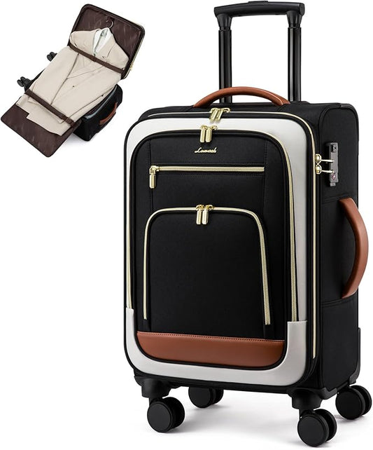 LOVEVOOK Carry on Luggage 22x14x9 Airline Approved, 22 Inch Large Rolling Suitcase, Spinner Wheels & TSA Lock, 49L Softside Lightweight Underseat Carryon Luggage for Women Men Travel