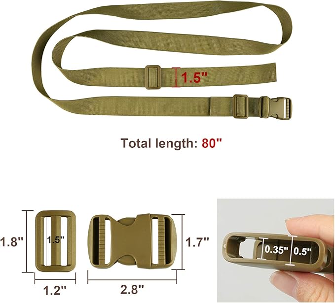 MAGARROW 65" 1.5" Utility Straps with Buckle Adjustable, 4-Pack (Tan (4-PCS))