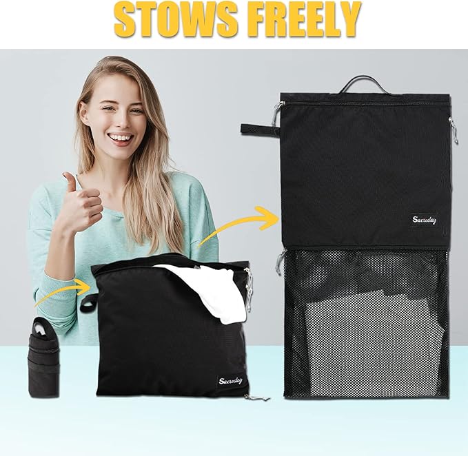 Dirty Laundry Bag for Traveling-Mesh Laundry Bags XL Travel Gym Healthcare Workers Laundry Sports Fitness Swimwear Camping Portable Wash Bag XL (Black)