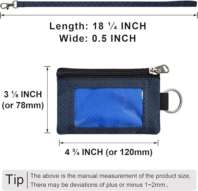 CHENSPRX Minimalist RFID Blocking Small Wallet with ID Window,WaterResistant Zip Id Case Wallet with Lanyard Keychain for Cards,Cash,Travel,Women,Men