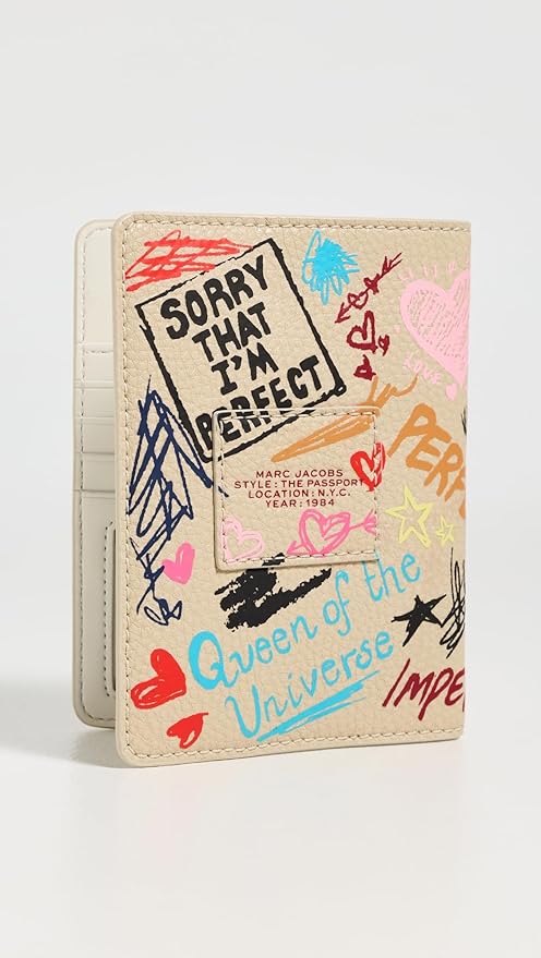 Marc Jacobs Women's The Punk Scribble Passport Case, Beige Multi, One Size