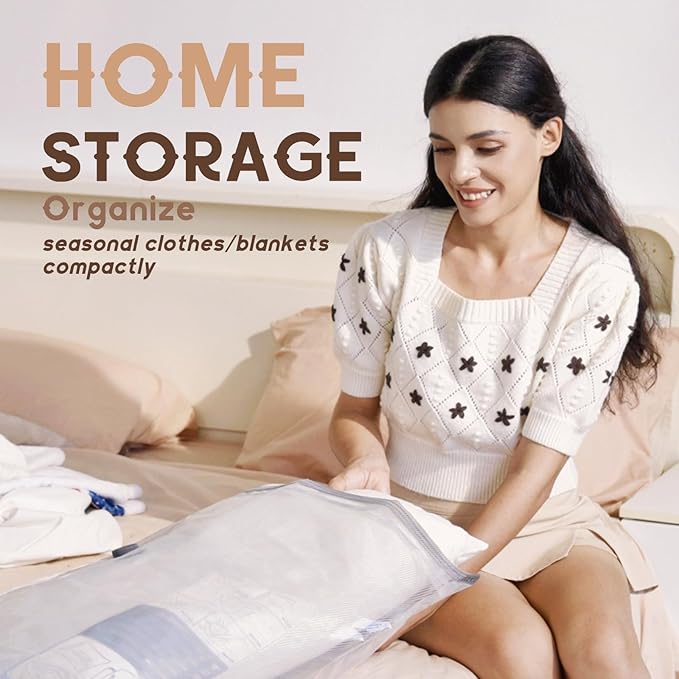 15 Jumbo Size Vacuum Bags for Clothes Storage,Space Saver for Luggage Packing and Moving,Vacuum Sealed Bags for Clothing, Bedding, Blankets and Comforters