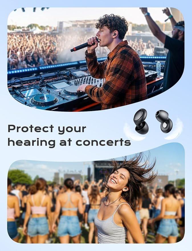 Concert Ear Plugs, 45dB Noise Cancelling Earplugs with 3 Eartips 1 Case, High Fidelity Hearing Protection Ear Plugs for Concerts Work Airplane Focus etc