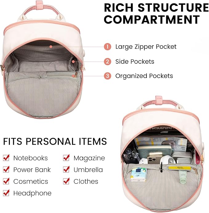 LOVEVOOK Laptop Backpack for Women, 15.6 Inch Laptop Bag with USB Charging Port, Fashion Water Resistant Daypacks Teacher Nurse Stylish Travel Bags Vintage Computer Backpack for College, Work