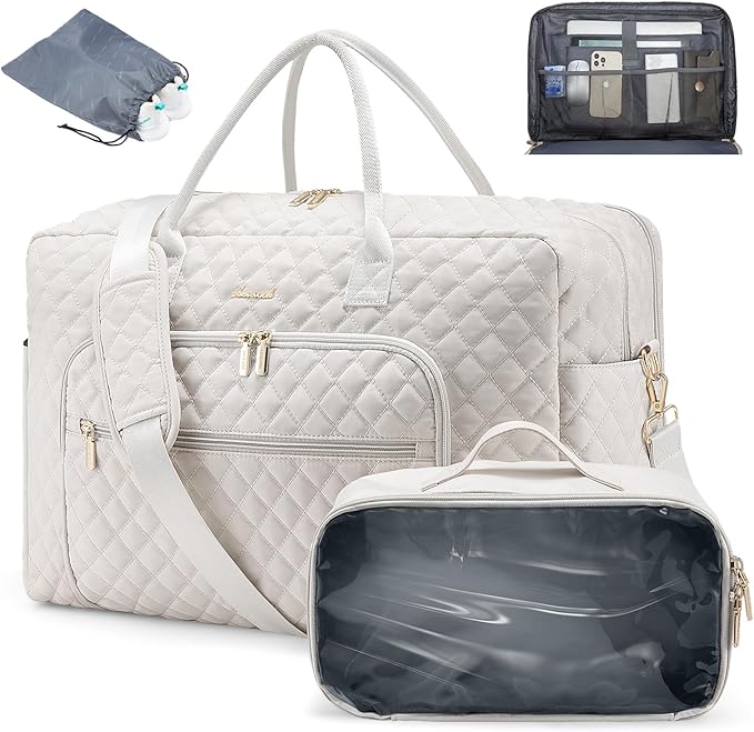 LOVEVOOK Travel Duffle Bag - Women's Weekender Carry On Overnight Laptop & Gym Bag With Toiletry/Shoe Pocket, Hospital Labor Bag