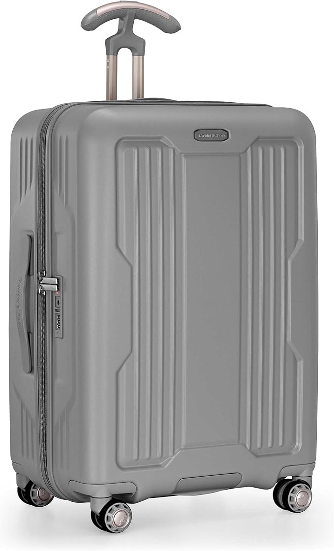 Traveler's Choice Ultimax II Polycarbonate Hardside Luggage with Spinner Wheels, Slate Gray, 25-Inch Medium Luggage
