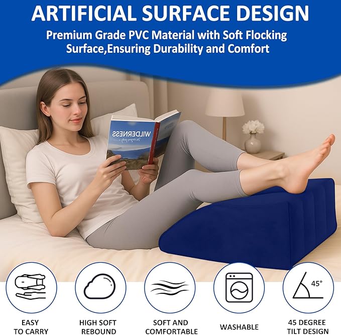 Inflatable Leg Pillow for After Surgery – Leg Elevating Pillow for Back Support,Swelling & Circulation,Portable Wedge Pillow for Leg Support,Travel,Recovery,Knee Surgery,Back Pain & Everyday Comfort