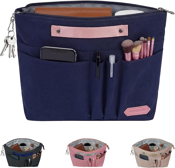 VANCORE Purse Organizer Insert for Handbags,Tote Bag Organizer Insert with Zipper Bag,Premium Handbag Organizer Inside Liner for Women with 15 Pockets