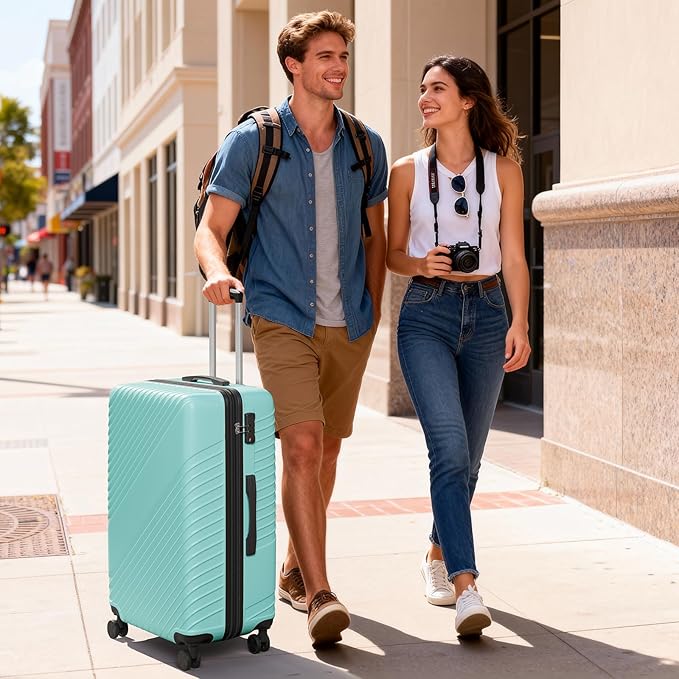 24 Inch Checked Luggage, ABS Hardside Suitcase with Spinner Wheels, Lightweight Medium Luggage with TSA Lock for Women and Men, Expandable Travel Suitcase for Business, Road Trips & Family Vacations