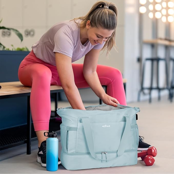 ETRONIK Gym Bag for Women, Personal Item Travel Bag with Shoes Compartment, Weekender Overnight Duffel Bag with Wet Pocket, Carry On Bag for Women, Travel, Gym, Weekend