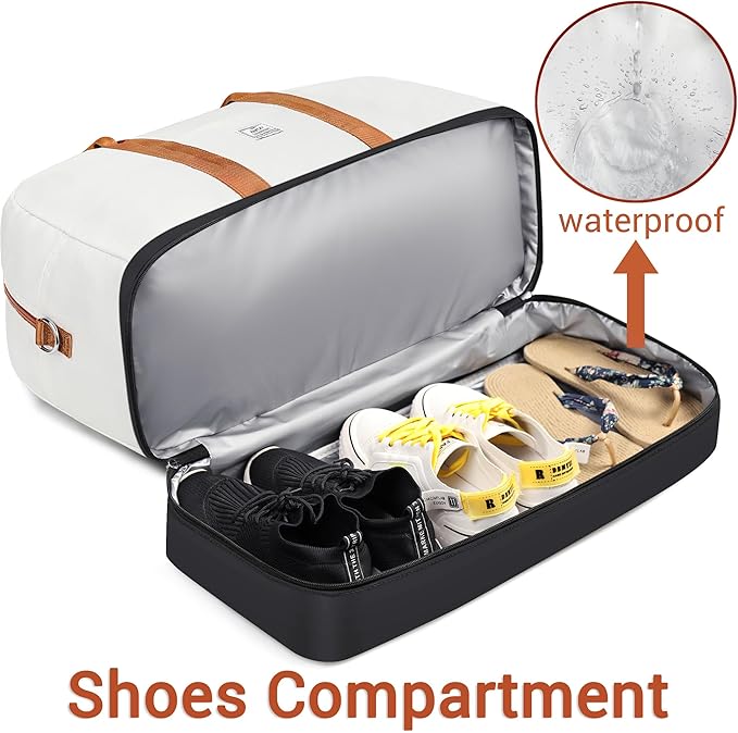Weekender Bag for Women, Large Overnight Bag Canvas Travel Duffel Bag Carry On Tote with Shoe Compartment 21" 3Pcs Set