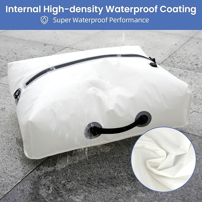 BAGAIL TPU Vacuum Bag for Travel, Reusable Compression Bag with IPX8 Waterproof Zipper, Save Space for Suitcase, Backpack and Carry on (Cream, ExtraLarge, With Pump)