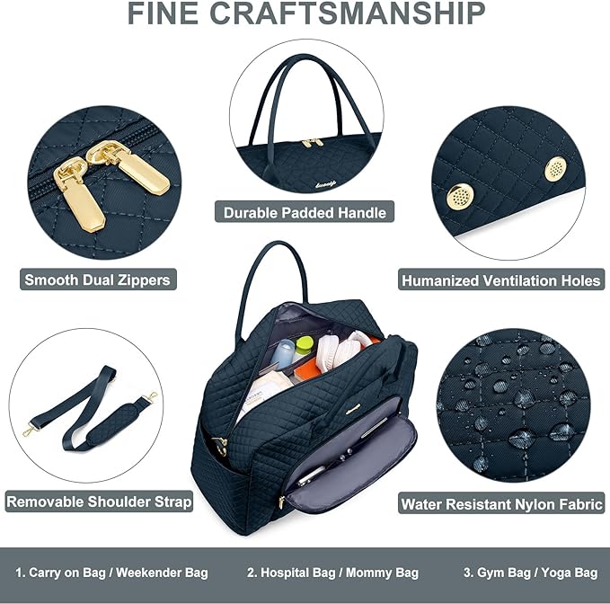 Travel Duffle Weekender Bags for Women - Weekend Bag Women with Shoe Compartment Carry On Overnight Bag with Toiletry Bag Duffel Bags Wet Pocket for Gym Hospital Bags for Labor and Delivery