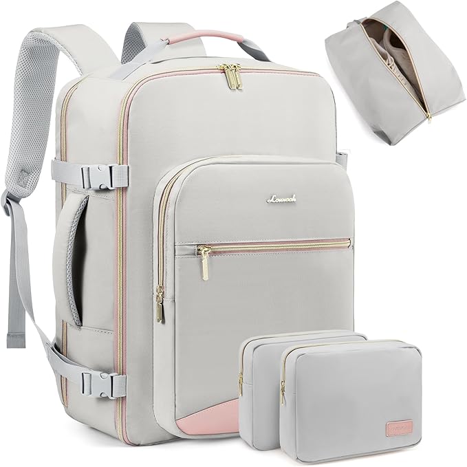 LOVEVOOK 40L Travel Backpack for Women Men,Waterproof Airline Approved Carry On Luggage Travel Essentials,TSA Carry On Backpack Personal Item Travel Bag Suitcase Weekender Traveling with Packing Cubes
