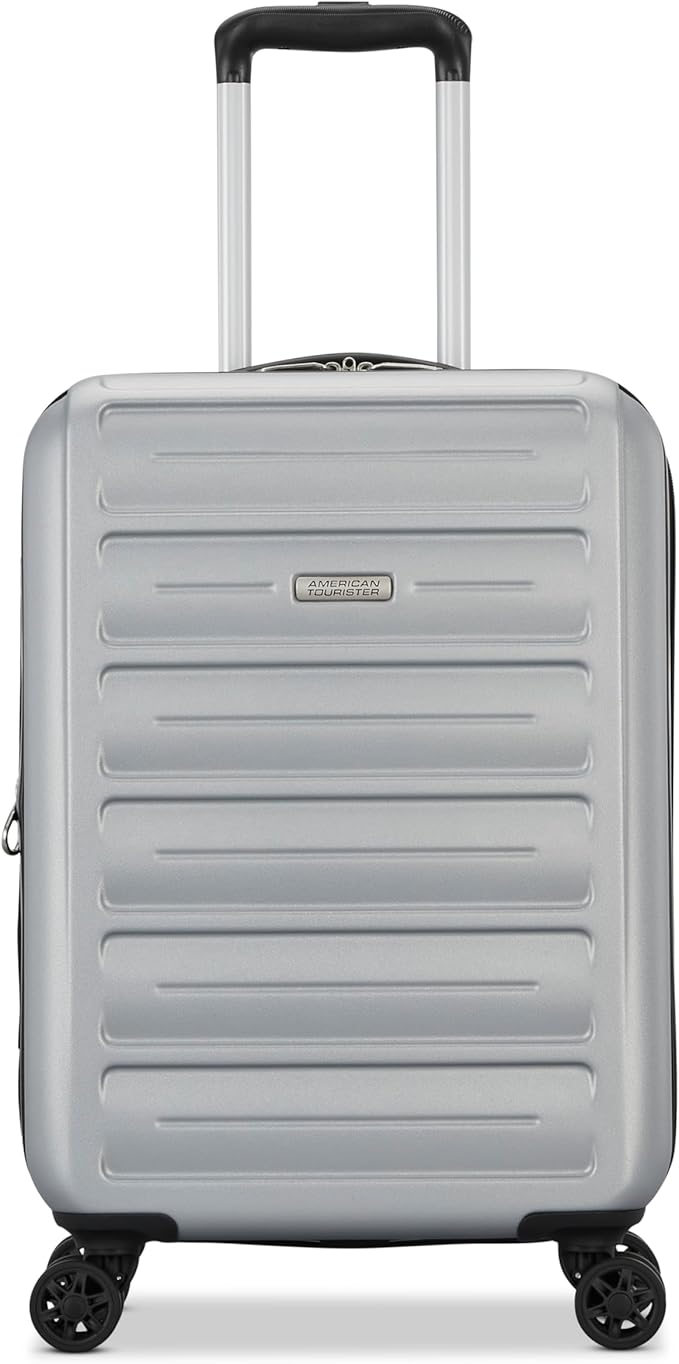 American Tourister Westridge Hardside Luggage Set with Spinner Wheels, Silver, Carry-On