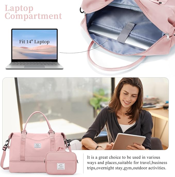 Weekender Bags for Women,Personal Item Travel Bag with Shoes Compartment,Overnight Travel Duffel Bag with Toiletry Bag