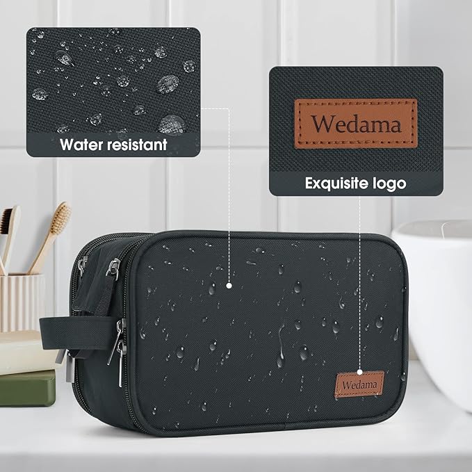 Wedama Toiletry Bag for Men, Handheld Travel Bag, Waterproof Toiletries, Thickened Polyester Dopp Kit, Toiletries Business Trips and Camping, Grey