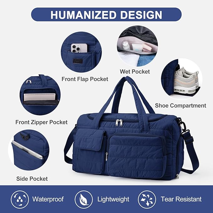 Small Gym Bag for Women, Travel Duffle Bag Carry On Weekender Bag with Shoe Compartment