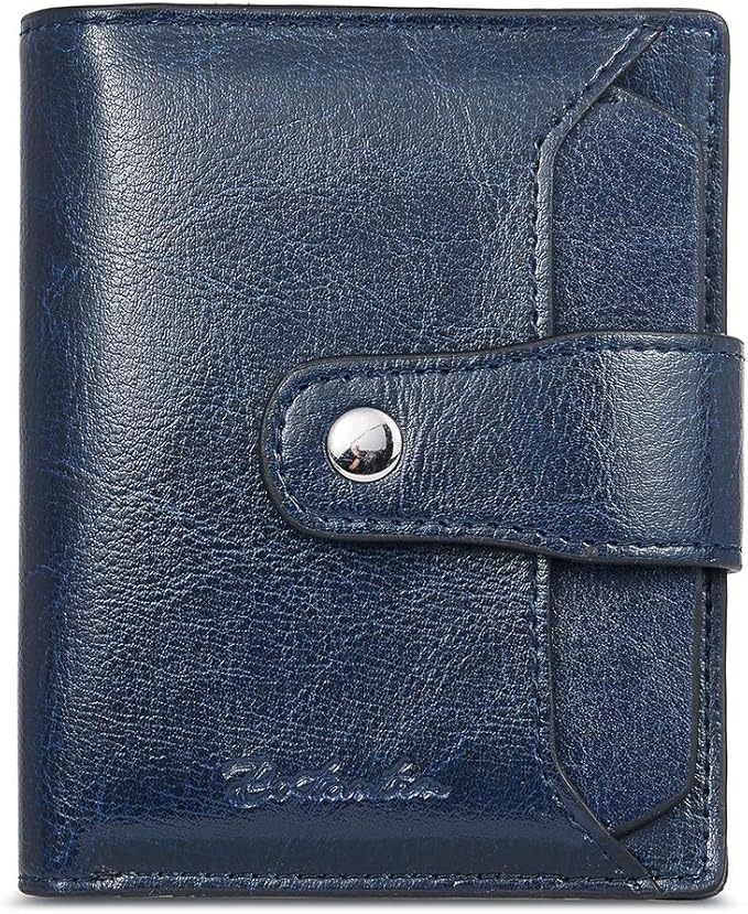 BOSTANTEN Women Leather Wallet RFID Blocking Small Bifold Zipper Pocket Wallet Card Case Purse with ID Window
