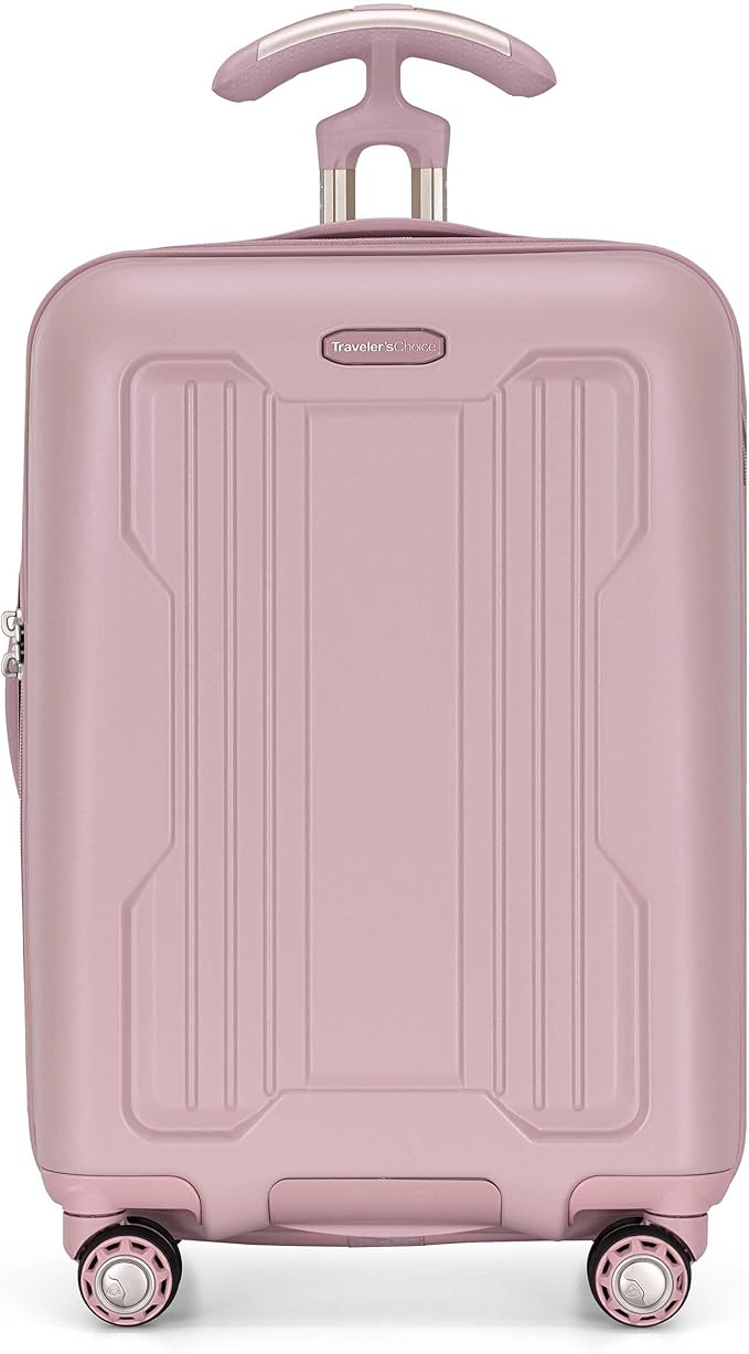 Traveler's Choice Ultimax II Polycarbonate Hardside Luggage with Spinner Wheels, Pink, 21-Inch Carry-On