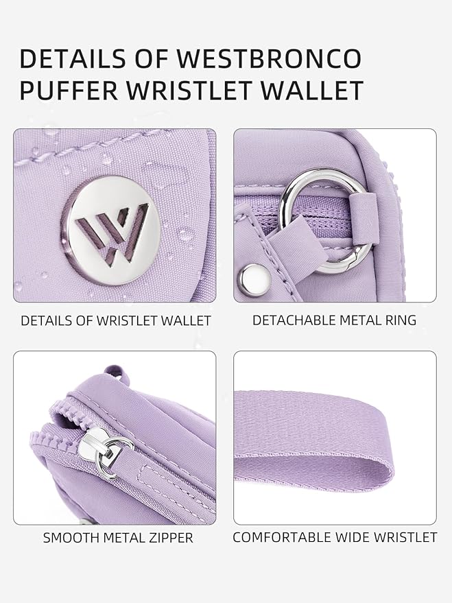 WESTBRONCO Wristlet Wallets for Women – RFID Blocking Quilted Nylon Phone Wallet, Card Holder Purse for Travel & Everyday Use