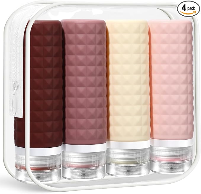 Travel Bottles for Toiletries, TSA Approved Travel Size Containers, Leak Proof Silicone Shampoo Bottles, Small Toiletry Containers with Clear Bag for Shampoo Conditioner Lotion