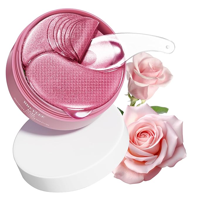 BREYLEE Flamingo Pink Eye Mask–60 Pcs-Puffy Eyes and Dark Circles Treatments–Look Younger and Reduce Wrinkles and Fine Lines Undereye, Improve and Firm eye Skin-Pure Natural Material Extraction