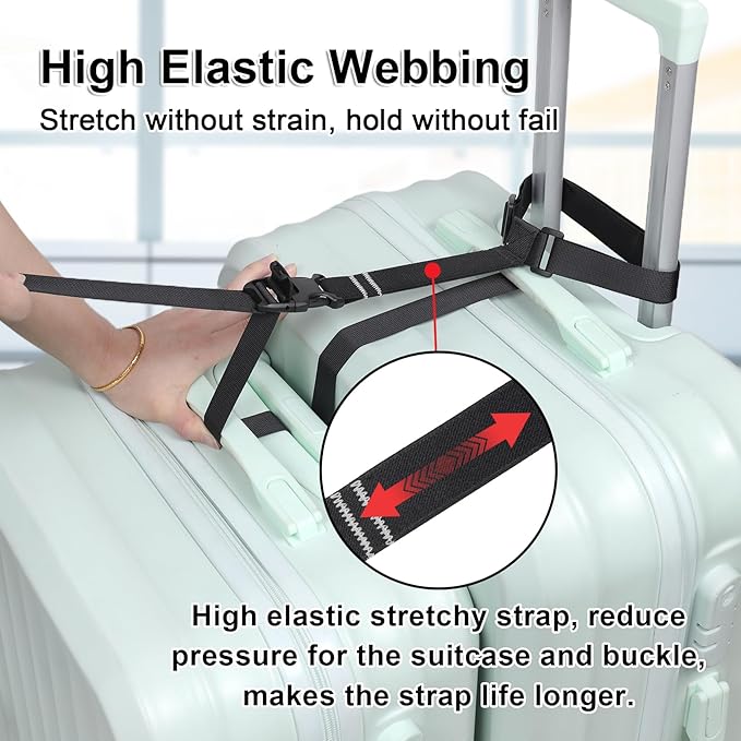 Vigorport Luggage Connector, Straps for Suitcase, Add A Bag Adjustable Attachment Accessories (Medium-Cam Buckle)