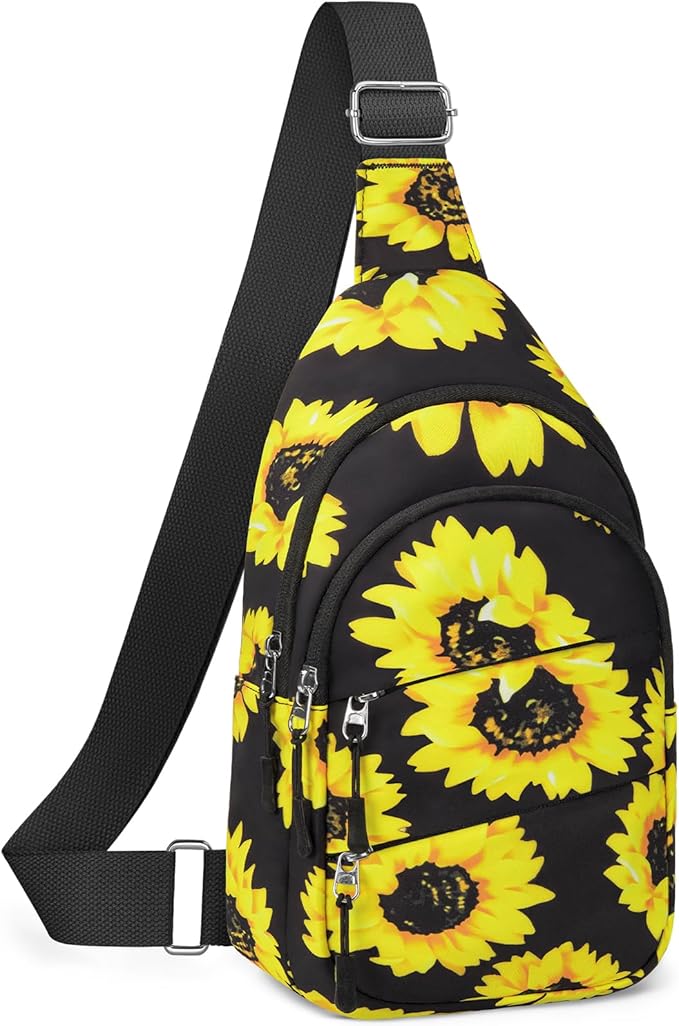 Tuwubi Crossbody Bags for Women, Sling Bag for Men, Small Hiking Backpack Anti Theft Lightweight for Outdoors Travel （M, Sun Flower）