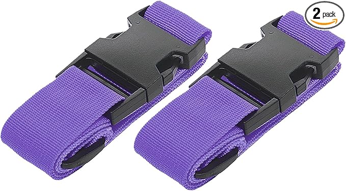 2Pack Luggage Straps for Suitcases, Travel Connector for Carry On Bag, Add Bag to Connect Two Suitcases, Adjustable Belt Attachment Accessories for Connect Your 3 Luggages, Purple