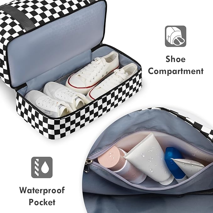 WOOMADA Weekender Overnight Bag for Women, Shoulder Travel Duffel with Shoes Compartment,Gym Bag with Toiletry Bag