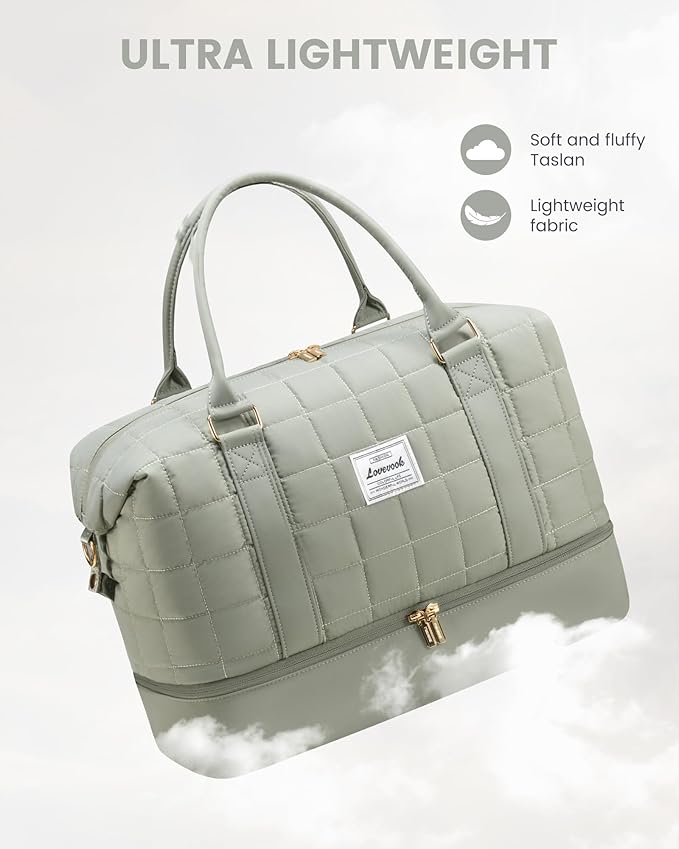 LOVEVOOK Travel Duffle Bag with Shoe Compartments - Carry on Overnight Bag & Weekender Bags for Women, Yoga Gym Bag with Wet Pocket, 2Pcs Set