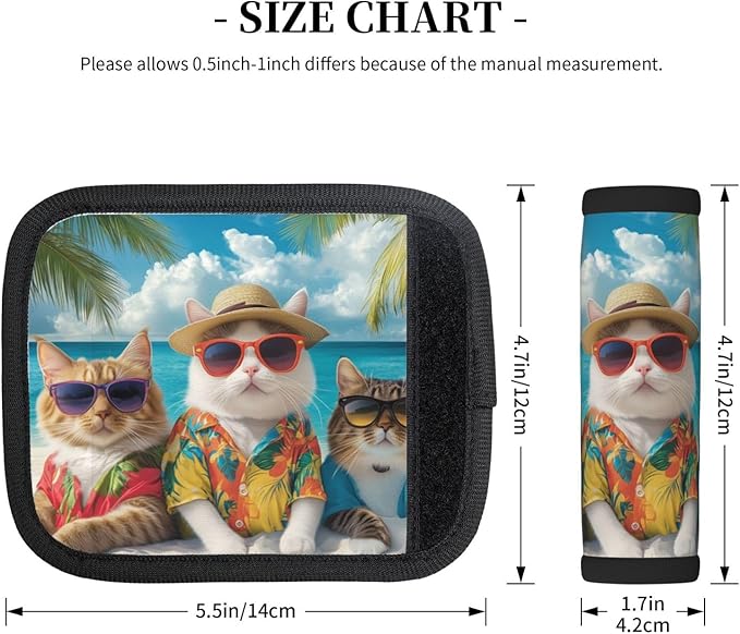 Cute Cats Beach Sunglasses Luggage Handles Wrap Grips For Suitcases Luggage Travel Accessories For Airplane 2pcs