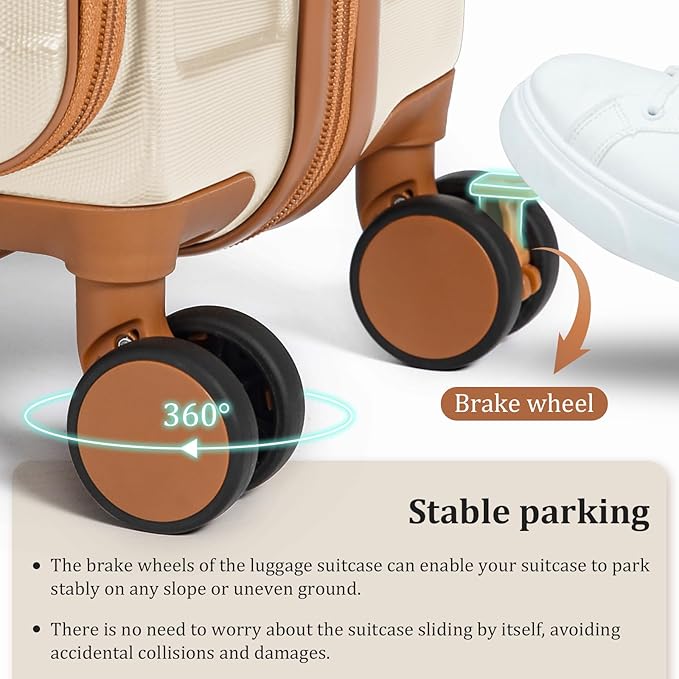 imiomo Carry on Luggage Airline Approved with Front Pocket and USB Port, Hard Shell 20 Inch Travel Carry-on Suitcase with Spinner Wheels and TSA Lock, White