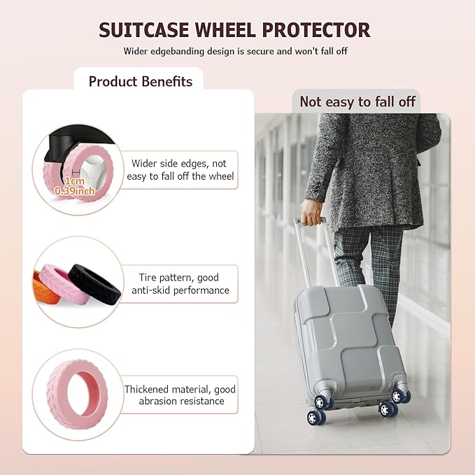XYOFUN Luggage Compartment Wheel Protection Cover - Upgraded 8-Pack Anti Dust & Scratch Noise Reduction Carry On/Travel Suitcase Wheel Protector - For 2-2.4" wheels - Gradient Red