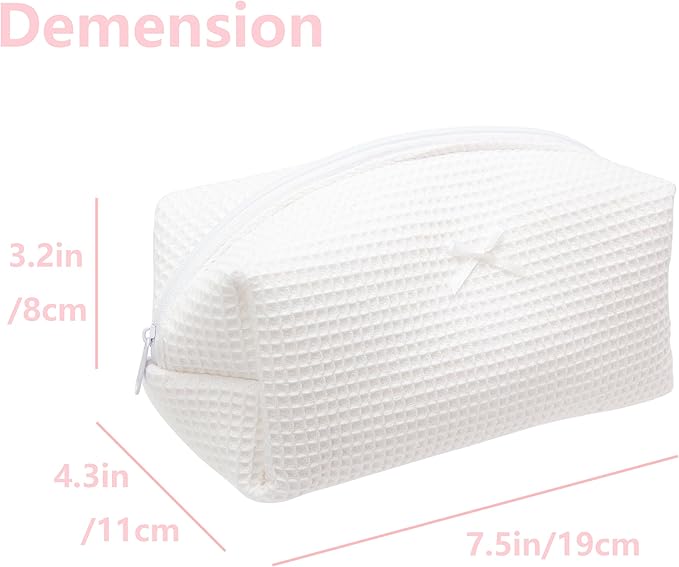 PAZIMIIK 6PCS Cozy Makeup Bag SET Travel Cosmetic Bag for Women Soft Toiletry Bag Aesthetic Makeup Organizer Portable Large Zipper Pouch for Skincare Beauty Accessories Brushes Waffle Check White