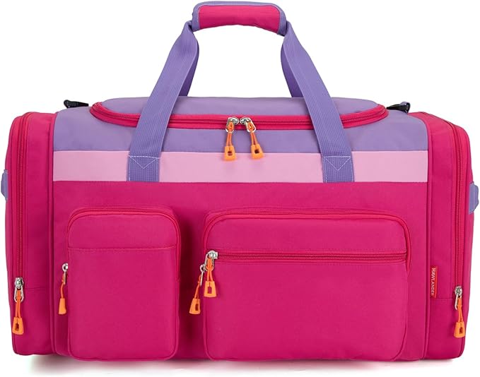 HawLander Large Kids Duffle Bag for Travel, Overnight, or Weekender, 22" inch (Rose Purple)