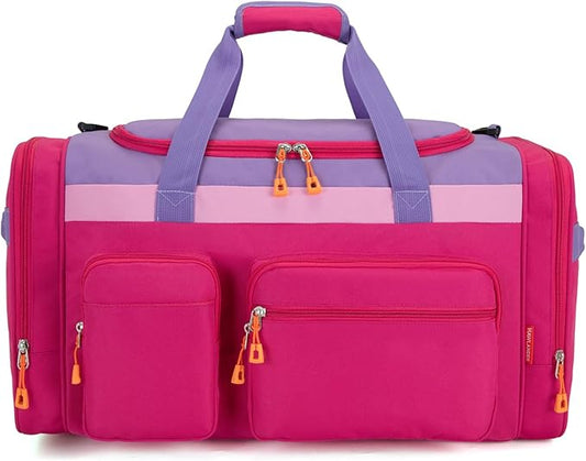 HawLander Large Kids Duffle Bag for Travel, Overnight, or Weekender, 22" inch (Rose Purple)